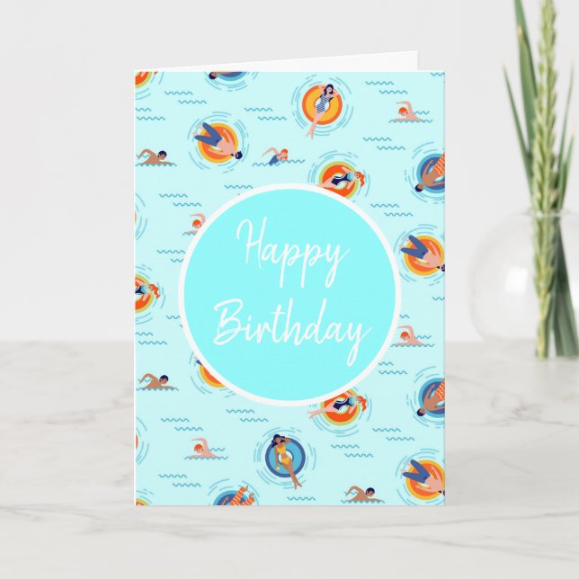 Cool Blue pool party Summer vibe Card (Front)