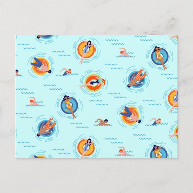 Cool Blue pool party Summer vibe Postcard (Front)