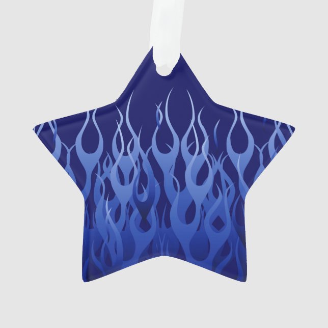 Cool Blue Racing Flames Ornament (Back)