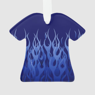 Cool Blue Racing Flames Ornament