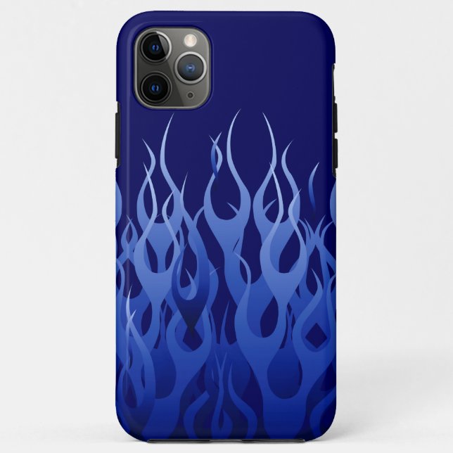 Cool Blue Racing Flames Pin Stripes Case-Mate iPhone Case (Back)