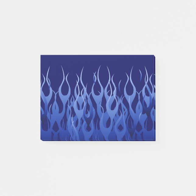 Cool Blue Racing Flames Style Post-it Notes (Front)