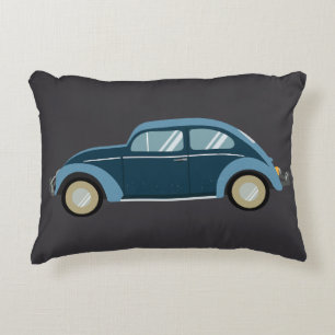 cool blue retro car with scuffs accent pillow