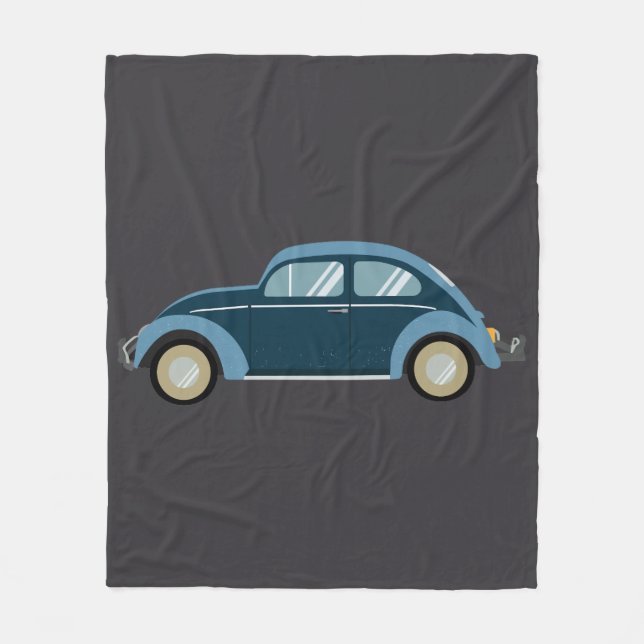 cool blue retro car with scuffs fleece blanket (Front)