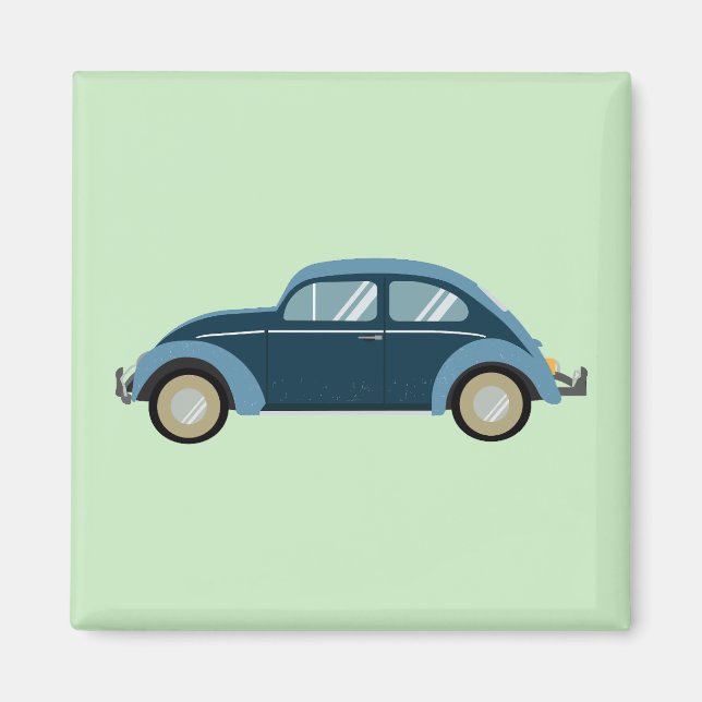 cool blue retro car with scuffs magnet (Front)