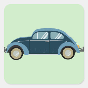 cool blue retro car with scuffs square sticker