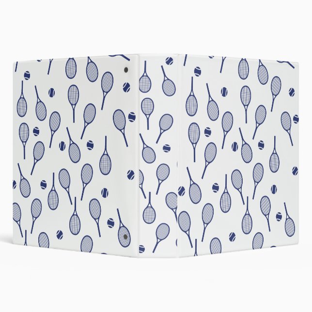 Cool Blue Retro Racquets Pattern Tennis Player    Binder (Background)
