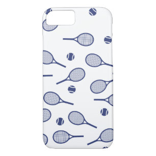 Cool Blue Retro Racquets Pattern Tennis Player    Case-Mate iPhone Case