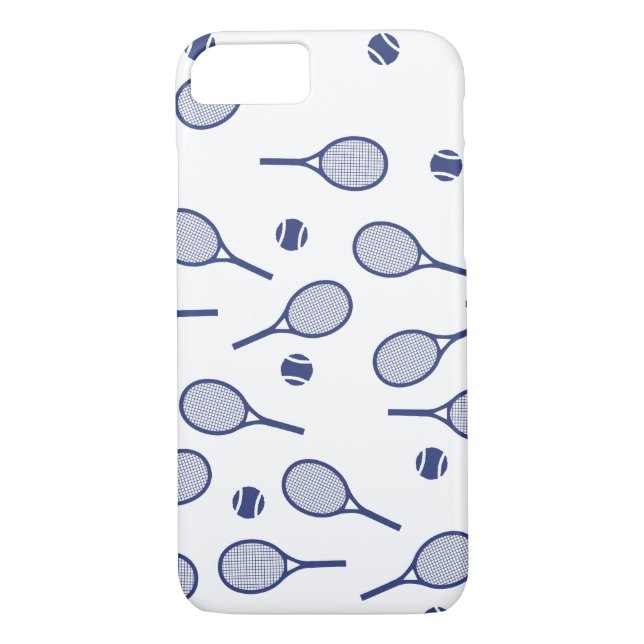 Cool Blue Retro Racquets Pattern Tennis Player    Case-Mate iPhone Case (Back)