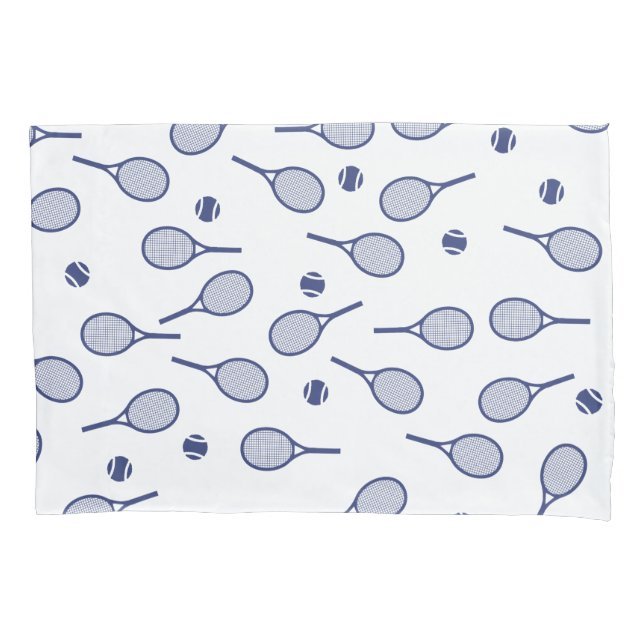 Cool Blue Retro Racquets Pattern Tennis Player   Pillowcase (Front)