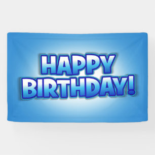 "Cool Blue" Reusable Happy Birthday Party Banner