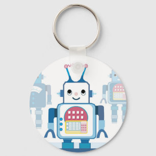 Cool Blue Robot Gifts Novelties Keychain