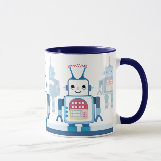 Cool Blue Robots Robotic Coffee Mugs (Right)