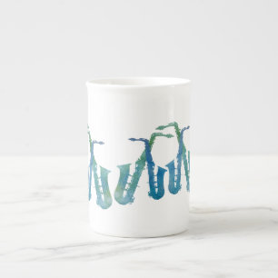 Cool Blue Saxophones Bone China Mug