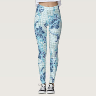 Cool Blue Serenity with Ocean-Inspired Pattern Leggings