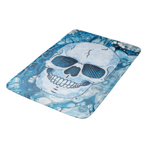 Cool Blue Skull Bath Mat