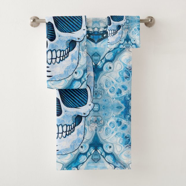 Cool Blue Skull Bath Towel Set (Insitu)
