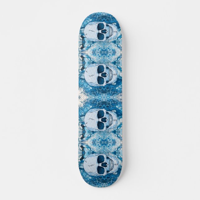 Cool Blue Skull Skateboard (Front)