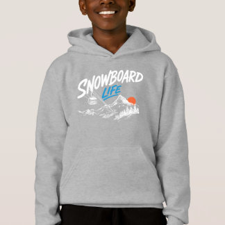 Cool Blue Snowboard Life Mountain Sunset Typograph