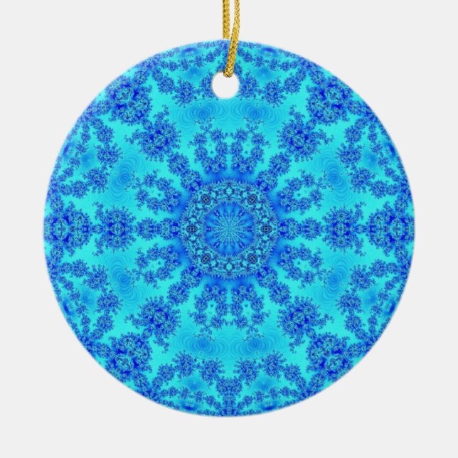 Cool Blue Snowflake Ceramic Ornament (Front)