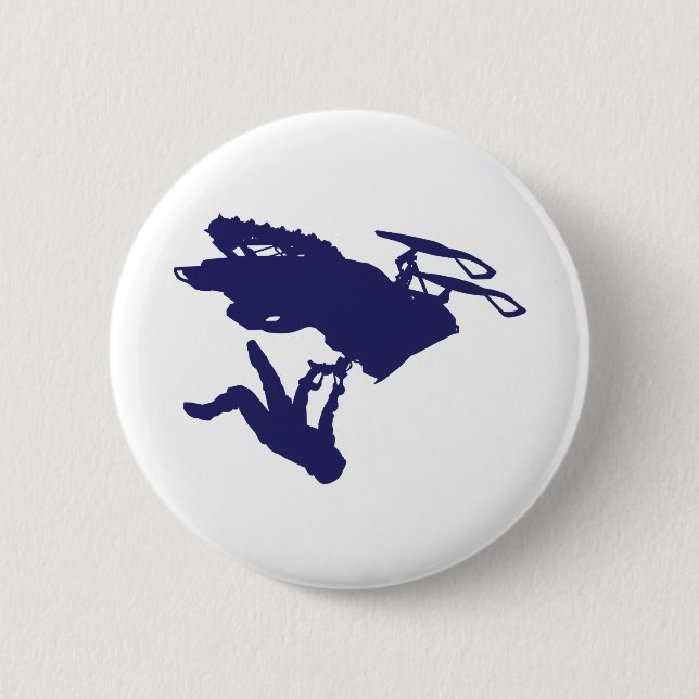 cool blue snowmobiler 2 inch round button (Front)