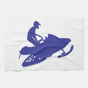 Cool Blue Snowmobiler Kitchen Towel