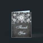 Cool Blue Snowy Chalkboard Wedding Thank You Card<br><div class="desc">This festive and trendy black and white chalkboard LOOK wedding thank you card has layers of light blue and white snowflakes on it that matches the winter wedding invitation shown below. If there are any other matching items that you need, please email your request to niteowlstudio@gmail.com.</div>