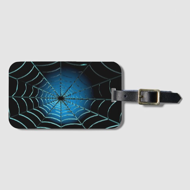 Cool Blue Spider Web Luggage Tag (Front Horizontal)