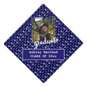 Cool Blue Stars Photo Frame Graduation Blue Graduation Cap Topper