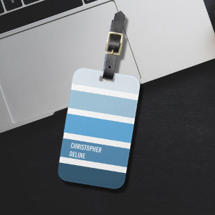 Cool Blue Stripes Luggage Tag