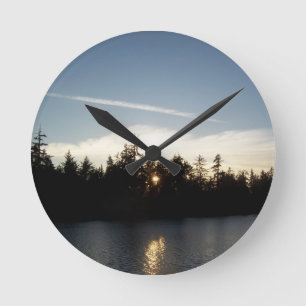 Cool Blue Sunset Round Clock