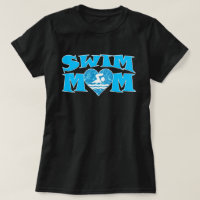 Cool Blue Swim Mom with Heart Cute Women's