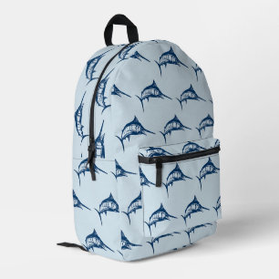 Cool Blue Swordfish Pattern Printed Backpack