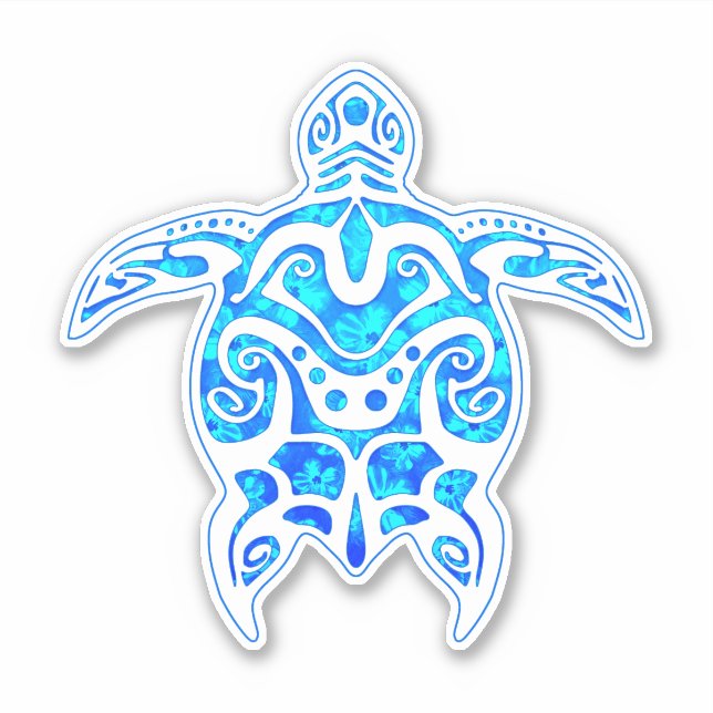 Cool Blue Tribal Turtle (Front)