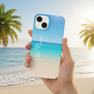 Cool Blue Tropical Beach iPhone 14 Case