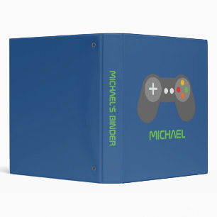 Cool Blue Video Game Controller Personalized  Binder