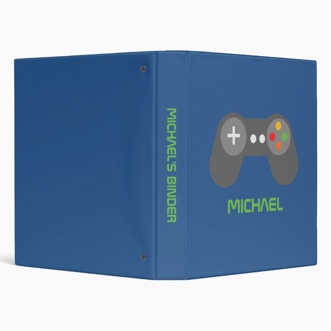 Cool Blue Video Game Controller Personalized  Binder (Background)
