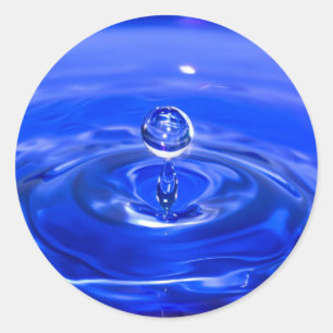 Cool Blue Water Droplet Classic Round Sticker