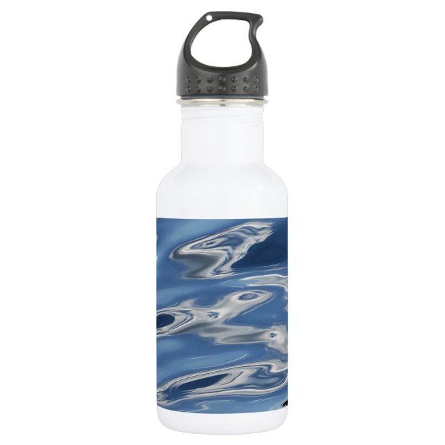 Cool blue water pattern 532 ml water bottle (Front)
