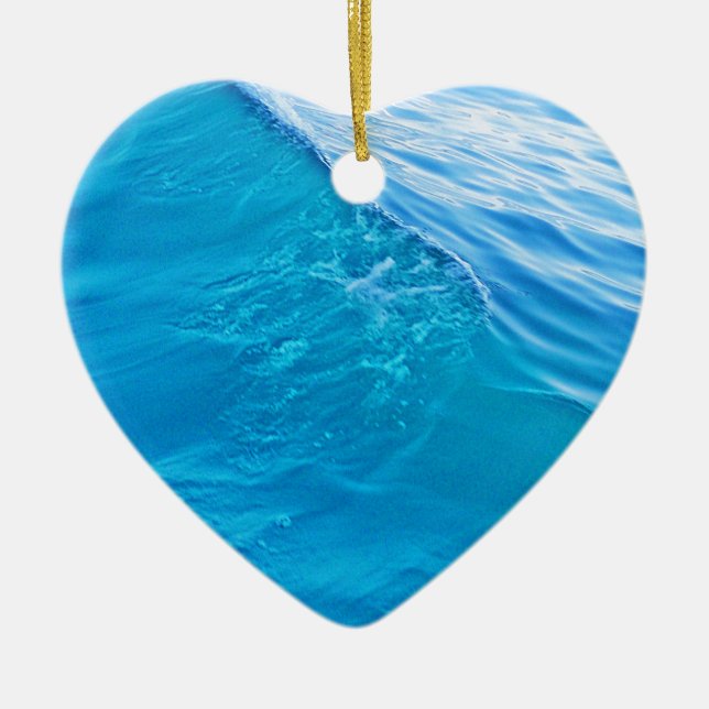Cool blue water wave ceramic ornament (Front)