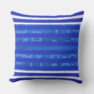 Cool Blue White Geometric Lines Throw Pillow