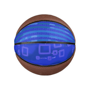 Cool Blue White Geometric Stripes Mini Basketball
