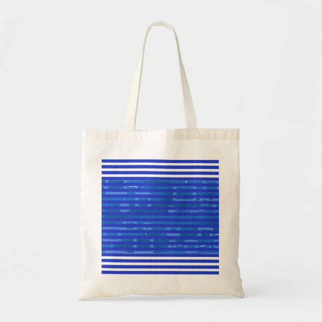 Cool Blue White Geometric Stripes Tote Bag (Front)