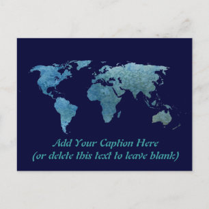 Cool Blue World Map Postcard