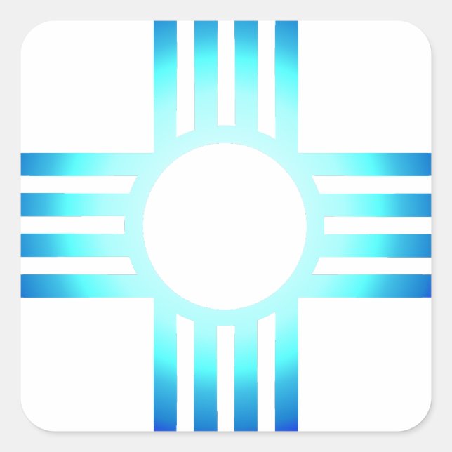 Cool Blue Zia Square Sticker (Front)