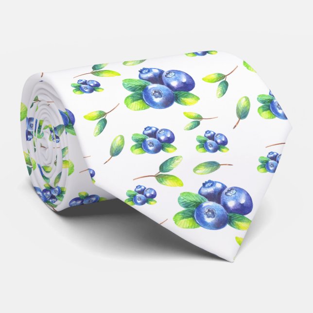 cool blueberry fruit tiled pattern  tie (Rolled)