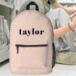 Cool Blush Pink Modern Minimalist Trendy Custom Printed Backpack<br><div class="desc">Introducing the Cool Blush Pink Modern Minimalist Trendy Personalized Printed Backpack—an exceptional accessory that seamlessly combines style and functionality for a variety of purposes. This backpack is designed for back-to-school supplies, offering a personalized touch that resonates with both students and teachers. The option to include a name ensures easy identification...</div>