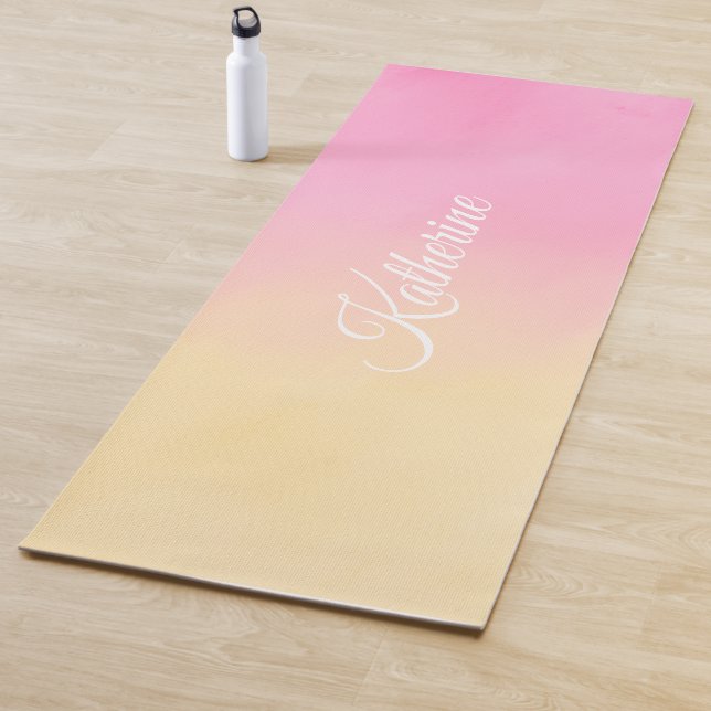 Cool Blush Pink Yellow Gradient Design Yoga Mat (In Situ)