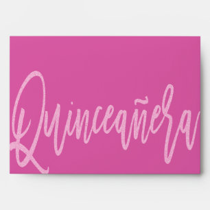 Cool Blush Typography Quinceañera Party Invitation Envelope