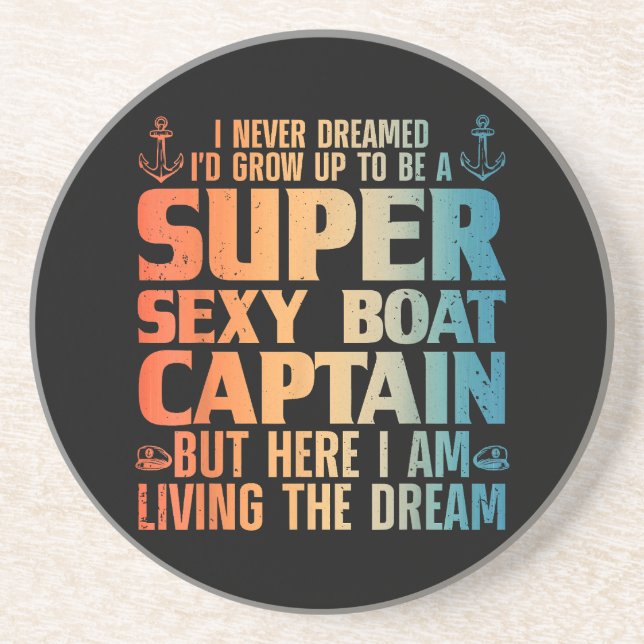 Cool Boat Captain For Men Women Sail Pontoon Boati Coaster (Front)